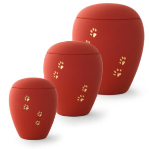 Red with golden paw-relief